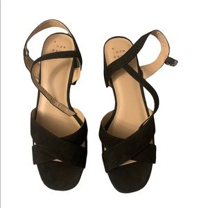 A New Day black suede strap heels